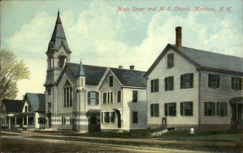 Marlboro NH Main St. Church c1910 Postcard 