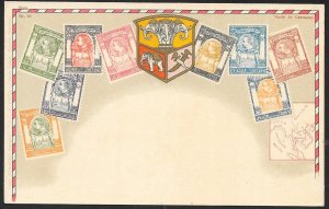 SIAM Stamps on Postcard Map Unused c1910s