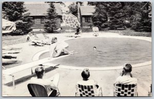 Vtg Onamia Minnesota MN Izaty's Lodge Resort Swimming Pool View 1950s Postcard