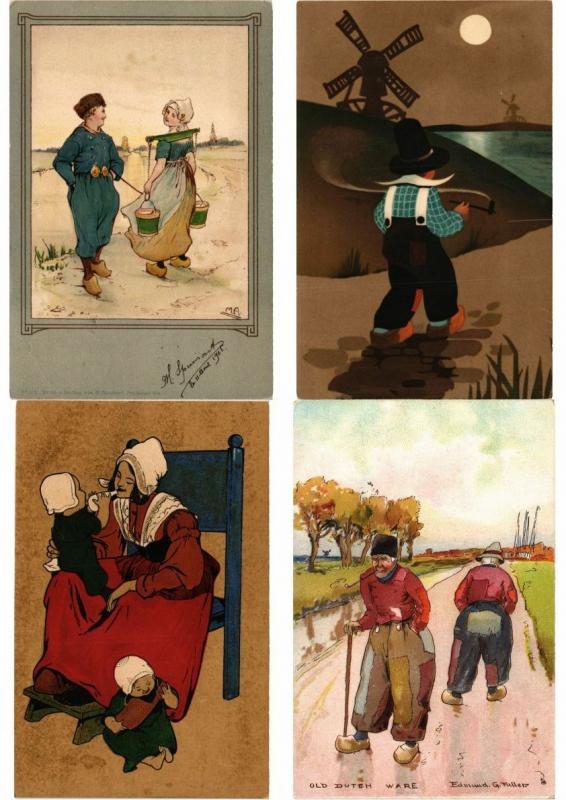 FOLKLORE ARTIST SIGNED ILLUSTRATEUR Mostly DUTCH LITHO 250 CPA (PART I.)