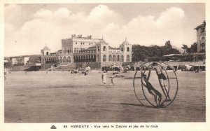 Vintage Postcard Hendaye Vue Vers Le Casino Et Jeu De La Roue France