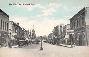 Hartford Wisconsin The White Way Sky Tinted Vintage Postcard U4707