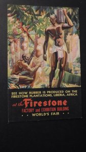 Mint Postcard Rubber Firestone Plantations Liberia Africa Worlds Fair 1934