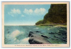 c1940's Le Chemin Du Roi Rockbound Highway Gros Morne Gaspe PQ Canada Postcard 