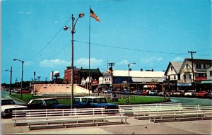 VINTAGE POSTCARD STREET VIEW FROM THE BOARDWALK AT REHOBOTH BEACH DELAWARE 1960s