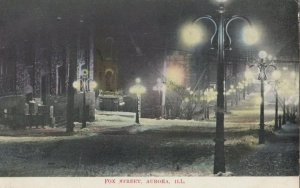 AURORA , Illinois, PU-1910 ; Fox Street at night