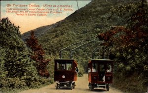 Trackless Trolley Cars Hollywood Laurel Canyon Los Angeles Postcard c1910