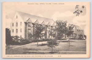 Fayette Missouri~Central College~McMurray Hall~1930s B&W Postcard