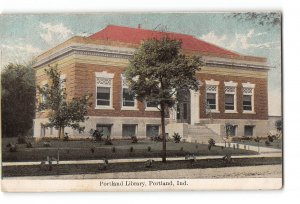 Portland Indiana IN Postcard 1909 Portland Library
