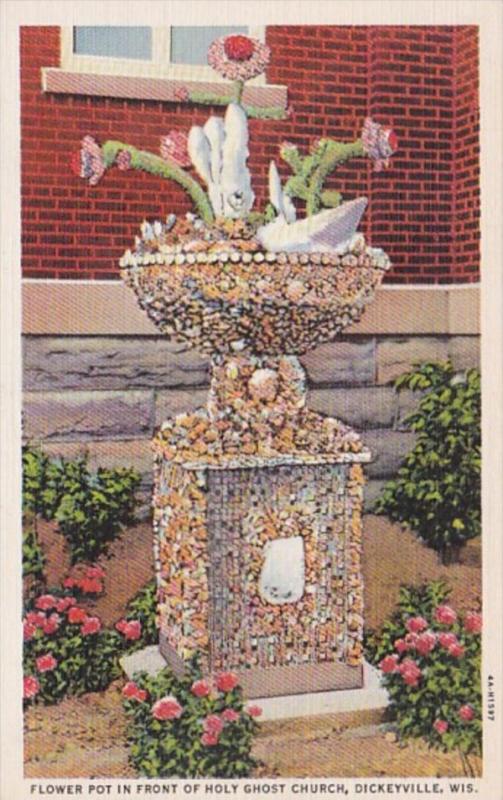 Wisconsin Dickeyville Flower Pot In Front Of Holy Ghost Church Curteich