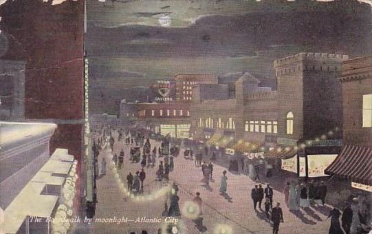 The Boardwalk By Moonlight Atlantic City New Jersey 1910