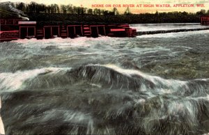 Wisconsin Appleton Scene On Fox River At High Water 1909