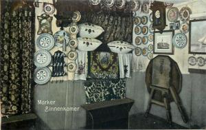 Marken room interior Netherlands early postcard