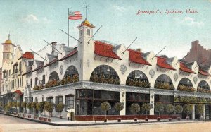 SPOKANE, Washington WA   DAVENPORT'S RESTAURANT~Ladies Outside    1909 Postcard