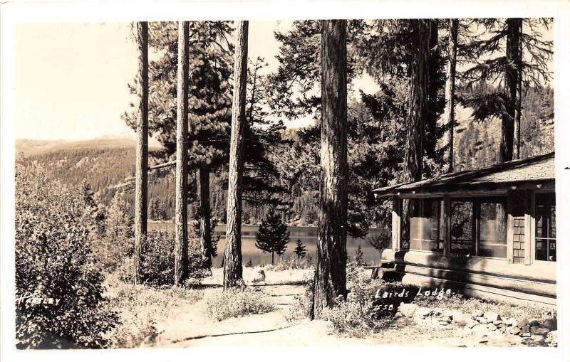 D56/ Lindburgh Lake Montana Mt Real Photo RPPC Postcard Lairds Lodge c1940s