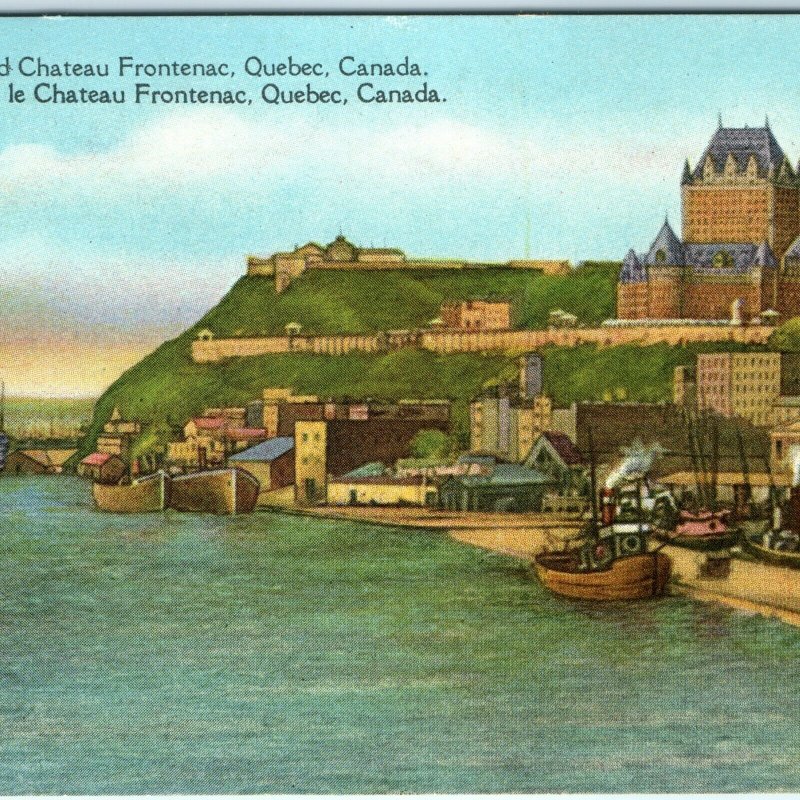c1930s Quebec City, Canada Citadel & Chateau Frontenac Postcard Steamships A2