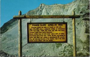 Turtle Mountain Frank Slide Sign Alberta AB Alta Disaster Vintage Postcard D45