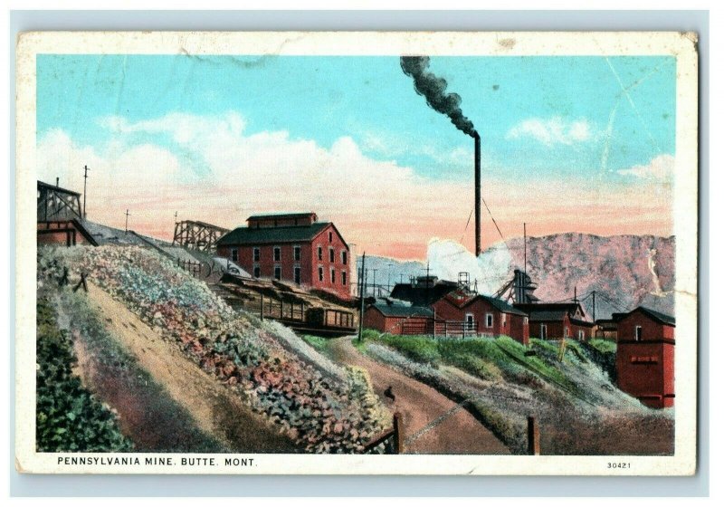 Vintage Pennsylvania Mine in Butte, Montana Postcard P10 