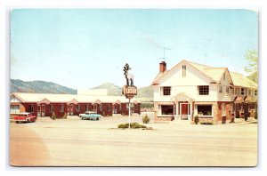 Caribou Lodge Soda Springs Idaho c1966 Postcard Old Cars Sign
