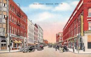 Meridian  Mississippi Fifth Street, Street Scene Vintage Postcard TT0053