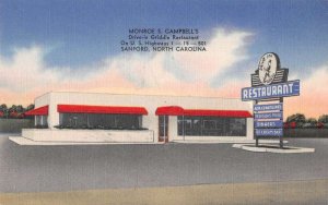 Sanford North Carolina Drive-In Griddle Restaurant Vintage Postcard AA36887