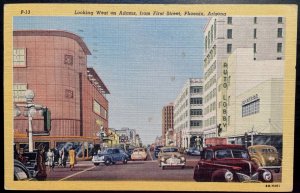 Vintage Postcard 1948 Adams Street, from First Street, Phoenix, Arizona (AZ)