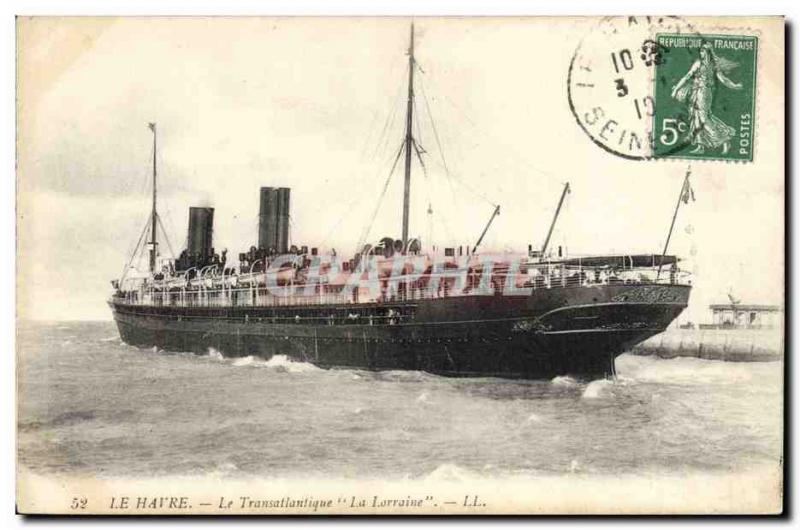 Old Postcard Boat Le Havre The Transatlantic Lorraine