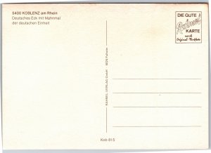 Postcard Germany Koblenz - Deutsches Eck promontory with William I statue