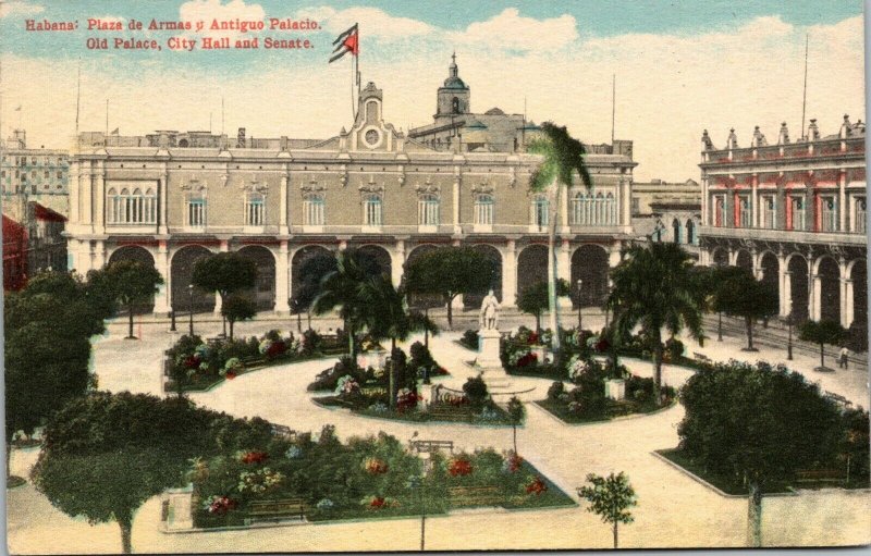 Vintage Habana Plaza de Armas City Hall Old Palace Senate Havana Cuba Postcard