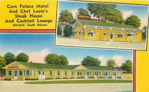 Chef Louie Steak House Corn Palace Motel Postcard Mitchell South Dakota 20-642