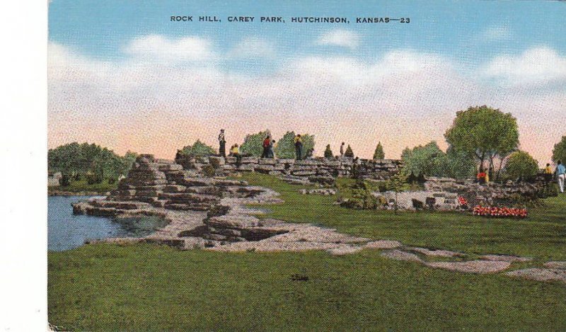 Postcard Rock Hill Carey Park Hutchinson Kansas