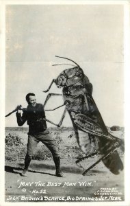 1930s Big Springs Junction Nebraska Cunard Grasshopper RPPC Postcard 25-11612