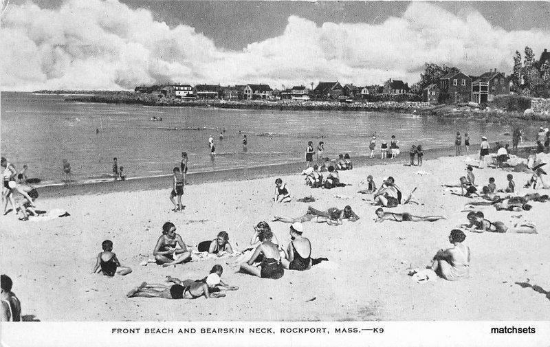 1930s Front Beach Bearskin Neck Rockport Massachusetts Kropp postcard 6009