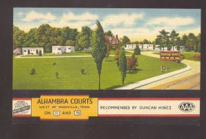 KNOXVILLE TENNESSEE ALHAMBRA COURTS MOTEL VINTAGE LINEN ADVERTISING POSTCARD