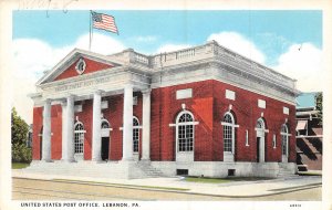 Post Office Lebanon Pennsylvania 1930s postcard