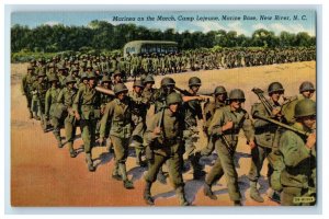 Marines March Camp Lejeune Marine Base New River North Carolina NC Postcard