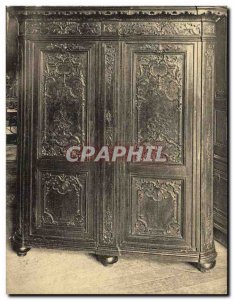 Old Postcard Liege Archaeological Museum Liegeoise oak wardrobe carved Louis ...