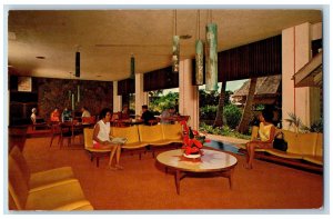 Kauai Hawaii HI Postcard Guest Lobby Lounge Kauai Surf Hotel Scene c1960's