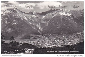 Austria Innsbruck mit Nordkette von der Brennerstrasse Real Photo