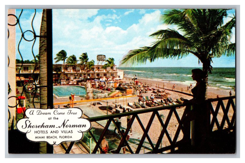 Postcard FL Shoreham Norman Hotels Villas Miami Beach Vintage Standard View Card 