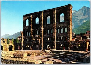 Aosta Roman Theatre In The Background The M. Aemilius Italy Postcard