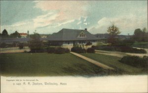 Wellesley MA RR Train Station Depot Rotograph G7402 c1905 Postcard