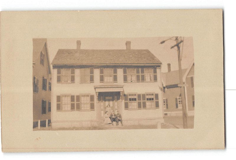 People Sitting in Front of Residence RPPC Real Photo 1907-1920 Unknown Location