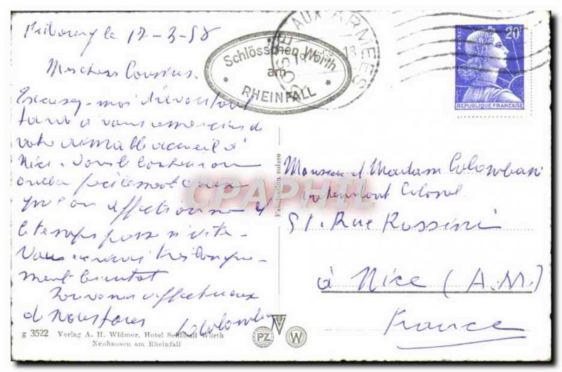 Modern Postcard Schloss Laufen und rheinfall