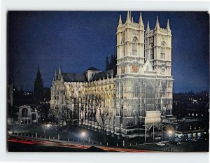 Postcard Westminster Abbey by night, London, England