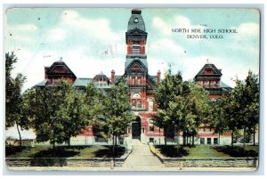 1909 Front View North Side High School Building Denver Colorado Vintage Postcard