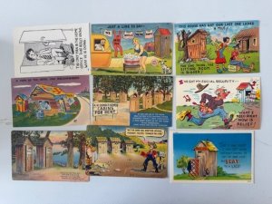 18 COMICS OUTHOUSES BATHROOMS Vintage Postcards Lot FREE SHIPPING