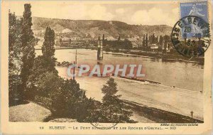 Old Postcard Elbeuf The Suspension Bridge and Roches Orival