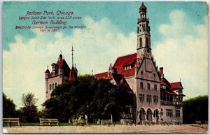 VINTAGE POSTCARD THE GERMAN BUILDING AT SOUTH SIDE PARK CHICAGO POSTED 1911