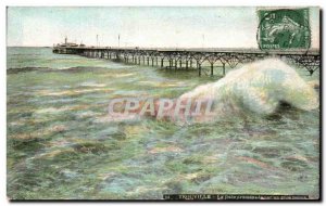 Old Postcard Trouville The pier walk in bad weather